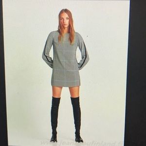 Zara checkered dress w/ velvet stripes